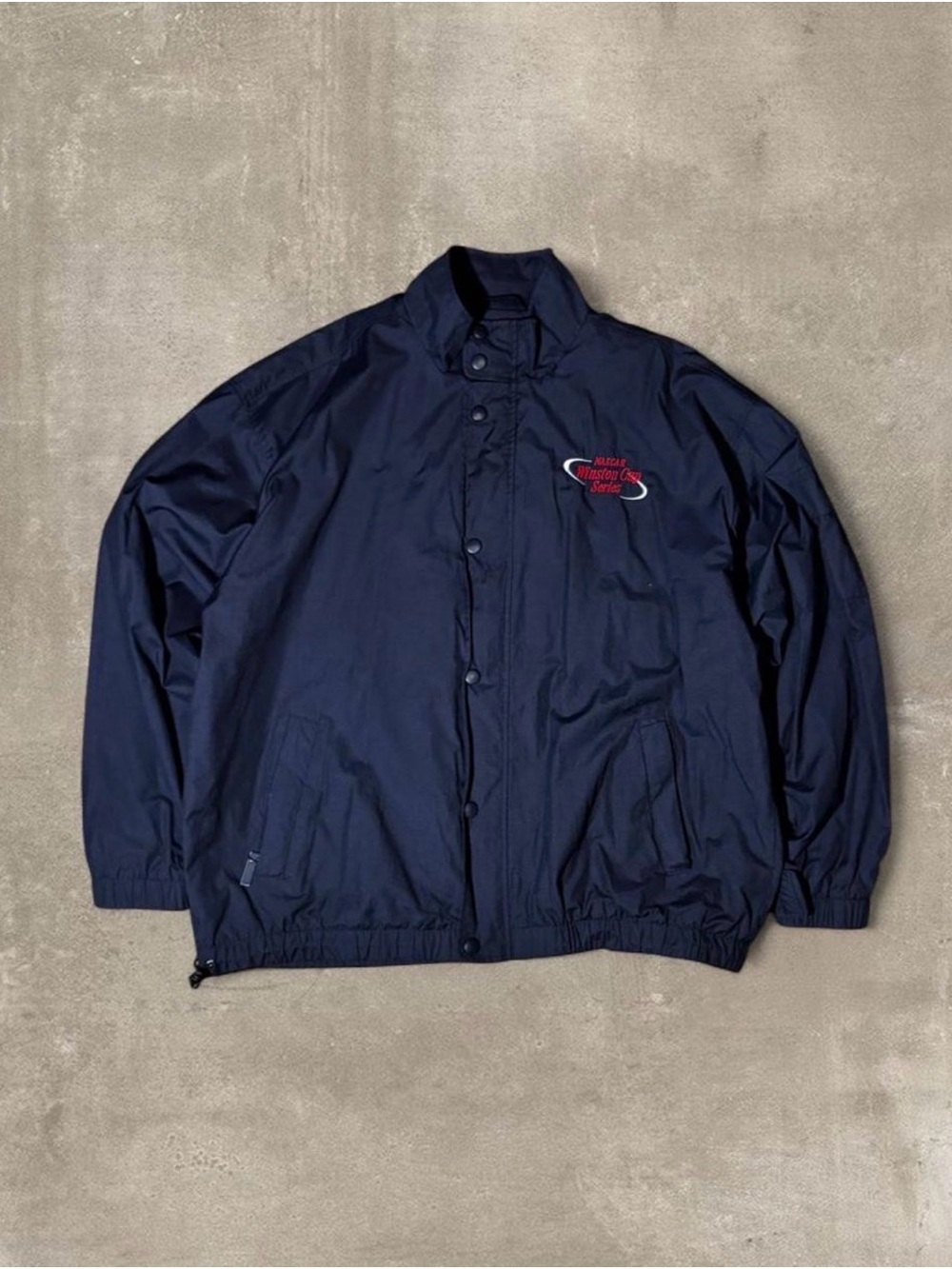 Navy blue vintage NASCAR Winston Cup Series polyester & cotton jacket